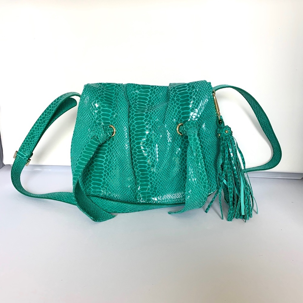 CHI BY CARLOS FALCHI Sea Green Snake Print Bag